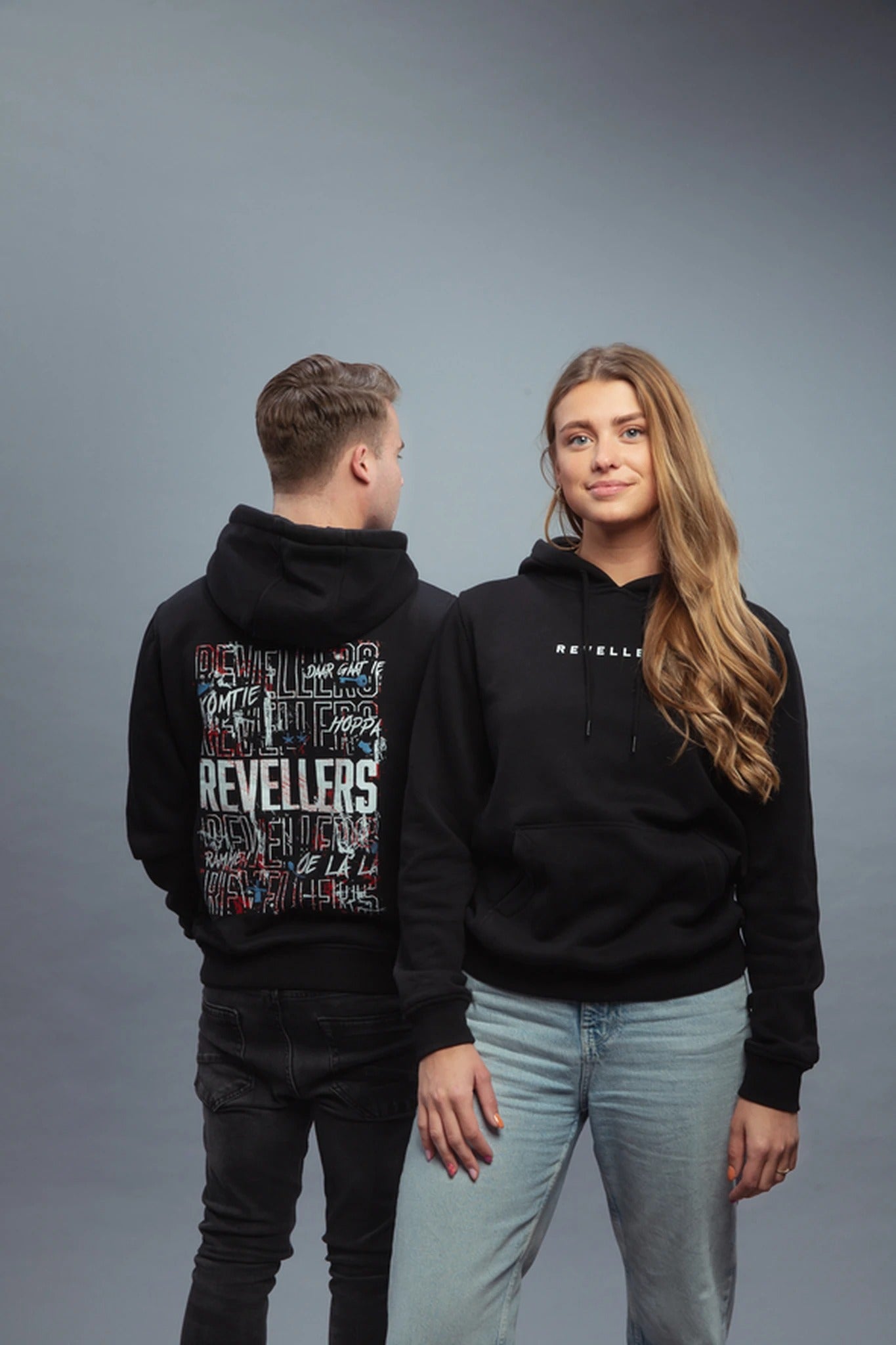 Revellers Hoodie Oversized Zwart
