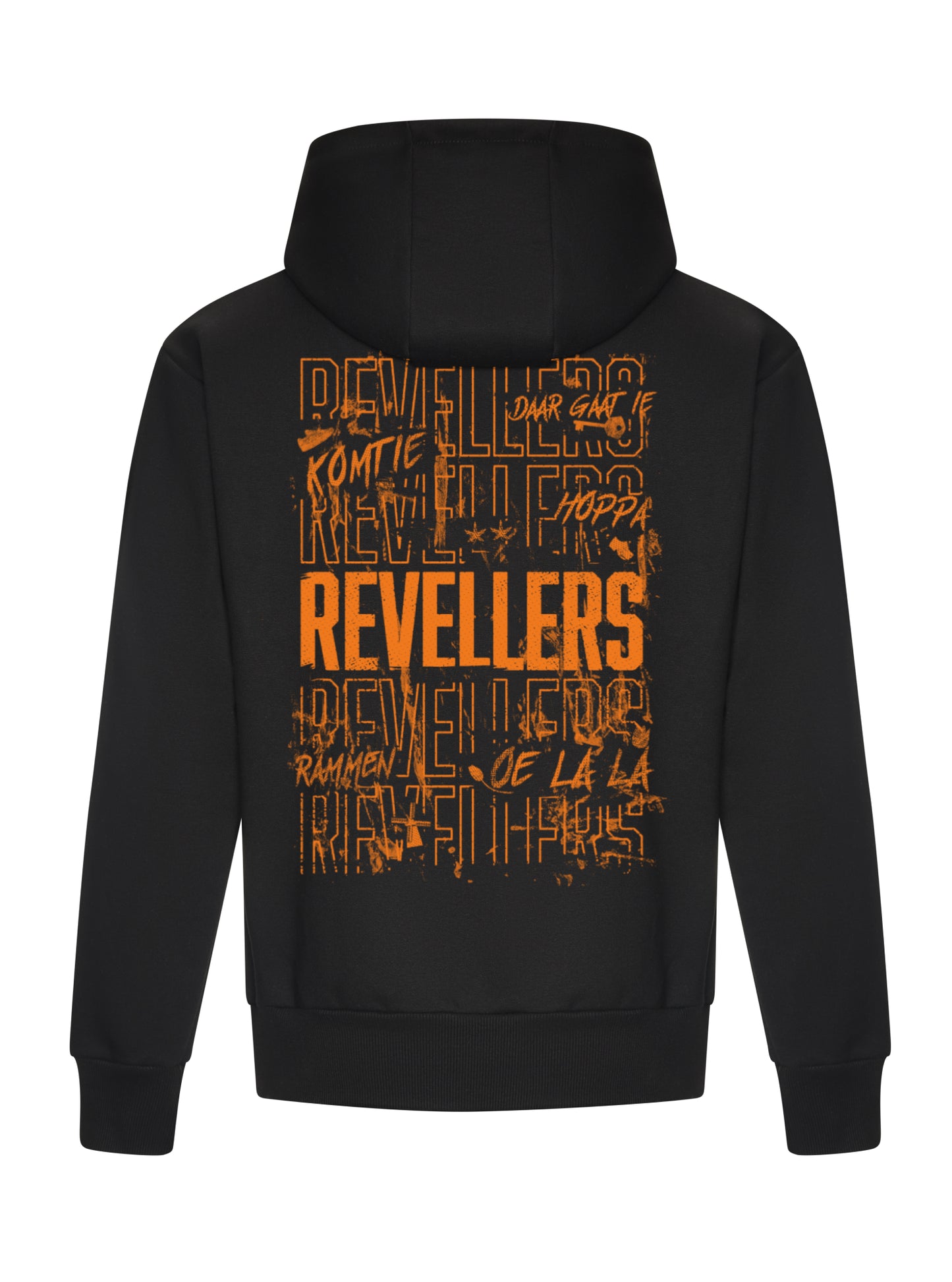 Revellers Hoodie Oversized Zwart-Oranje