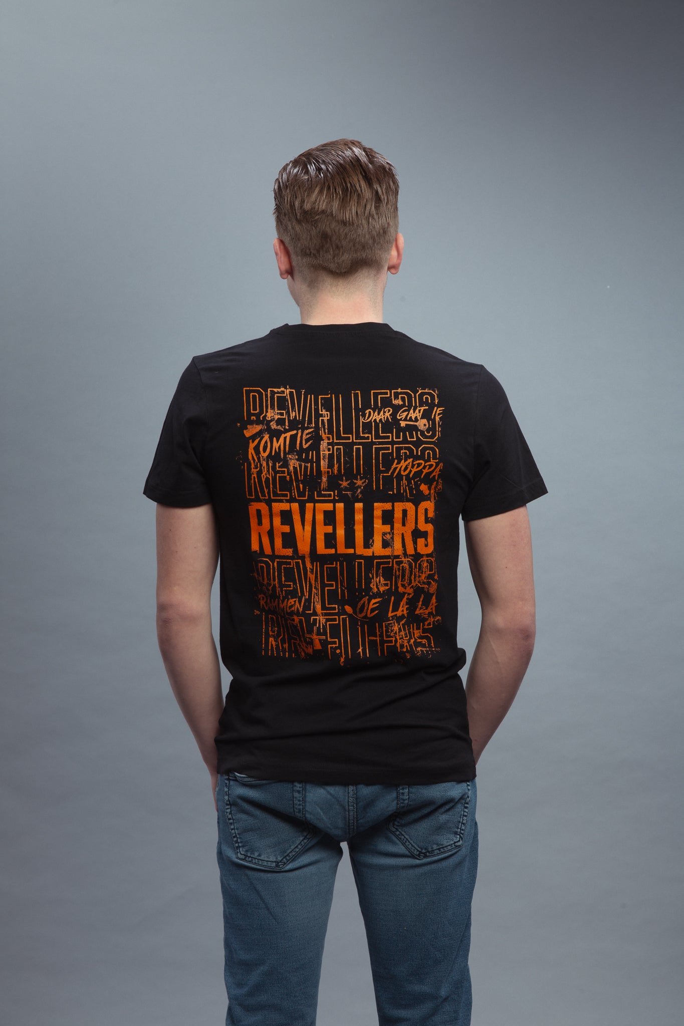 Revellers T-shirt Regular Zwart-Oranje
