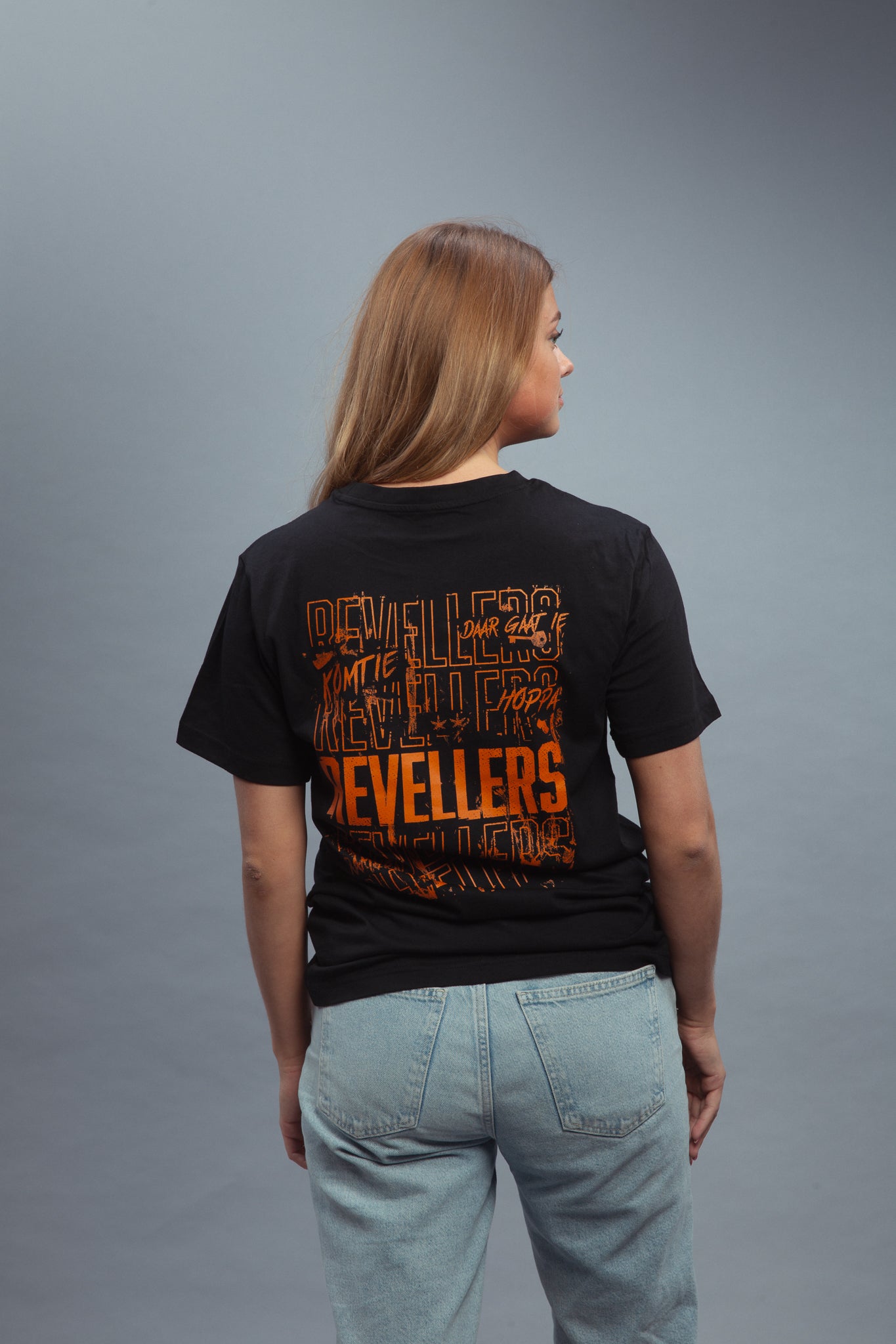 Revellers T-shirt Regular Zwart-Oranje
